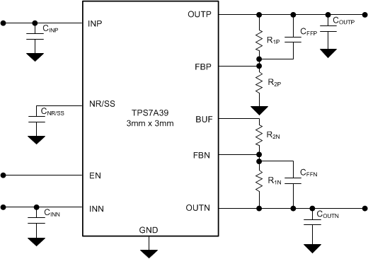 TPS7A39 可調節運行