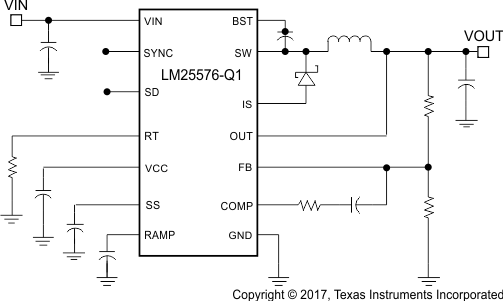 LM25576-Q1 簡(jiǎn)化版應(yīng)用原理圖
