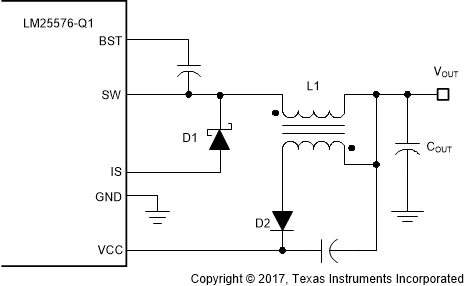 LM25576-Q1 輸出電感器上帶有額外繞組的 VCC 偏置