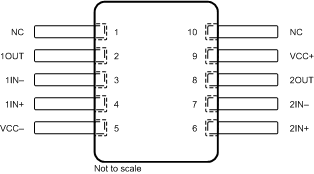 TL071 TL071A TL071B TL071H TL072 TL072A TL072B TL072H TL072M TL074 TL074A TL074B TL074H TL074M TL072M U 封裝，10 引腳 CFP （頂視圖）