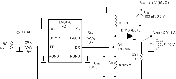 LM3478Q-Q1 典型高效升壓轉換器