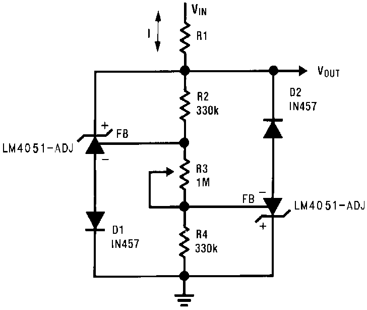 LM4051-N 雙向可調節鉗位 ±2.4V 到 ±6V