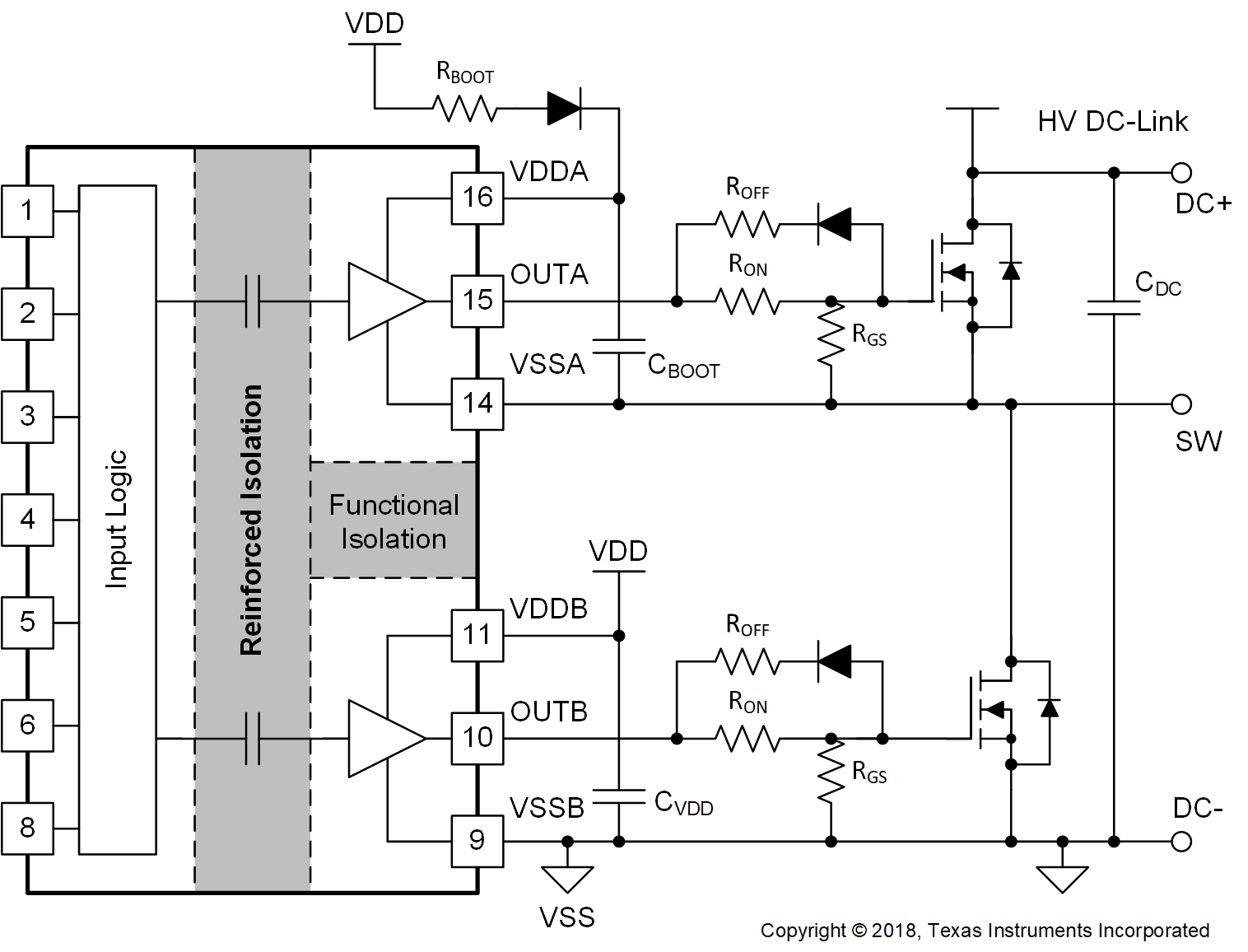 UCC21530 高側器件的自舉電源