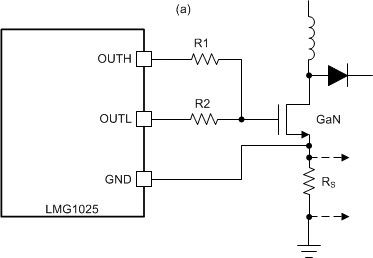 LMG1025-Q1 源極電阻電流檢測 A 配置