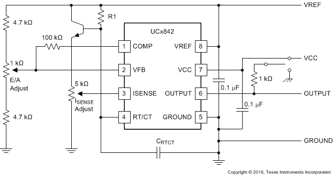 UC1842 UC2842 UC3842 UC1843 UC2843 UC3843 UC1844 UC2844 UC3844 UC1845 UC2845 UC3845 開環實驗室測試裝置