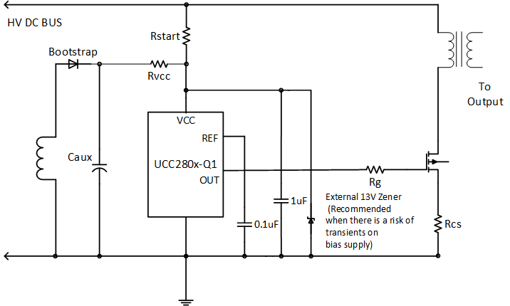 UCC2800-Q1 UCC2801-Q1 UCC2802-Q1 UCC2803-Q1 UCC2804-Q1 UCC2805-Q1 器件上電的不同方法