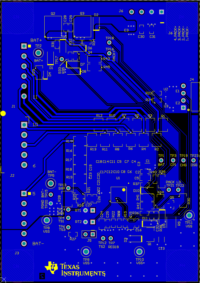 BQ76952 Two-Layer Board Layout–Bottom
Layer GUID-2111EEA7-AF8B-474B-9F9D-6A94A79FB006-low.png