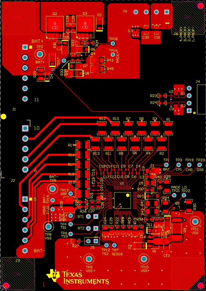 BQ76952 Two-Layer Board Layout–Top
Layer GUID-F49BB32D-9493-4D6C-BAA2-49DAEBB8D68C-low.png