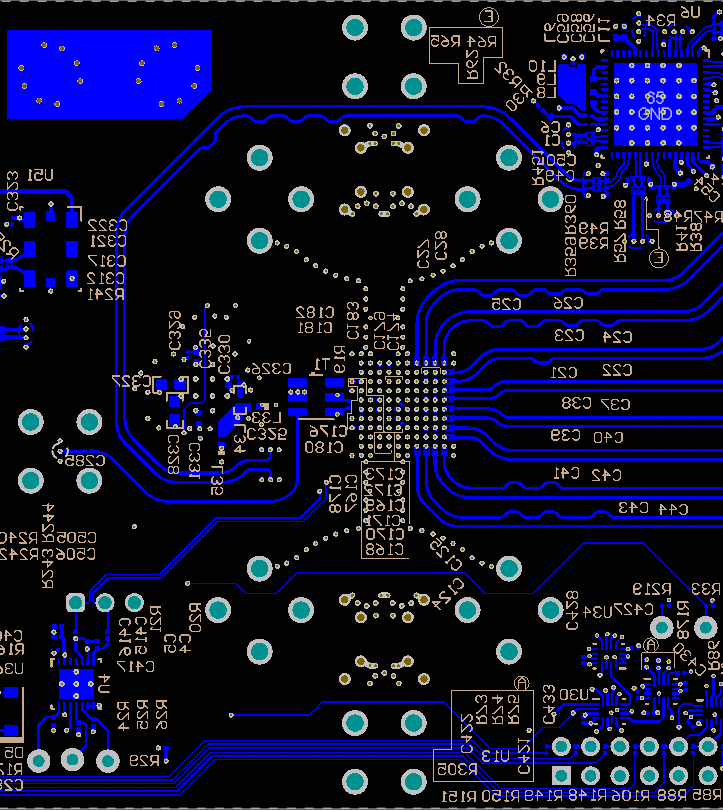 ADC08DJ5200RF Bottom Layer Routing: Additional CLK Routing, DA4-7, DB4-7