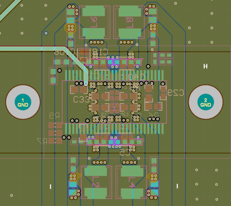TAS6754-Q1 TAS6754-Q1 PVDD 和輸出布線示例