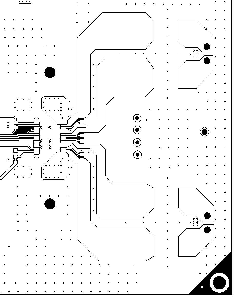 TAS5828M 2.0（立體聲 BTL）PCB 頂層圖（頂視圖）
