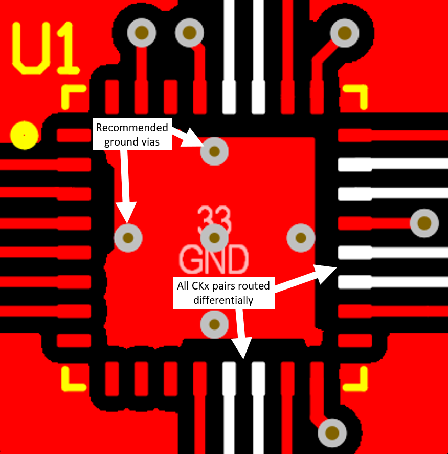 CDCDB400 CDCDB400 的 PCB 布局示例，頂層