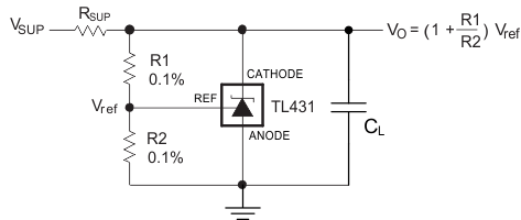 TLV431A-Q1 TLV431B-Q1 并聯穩壓器原理圖