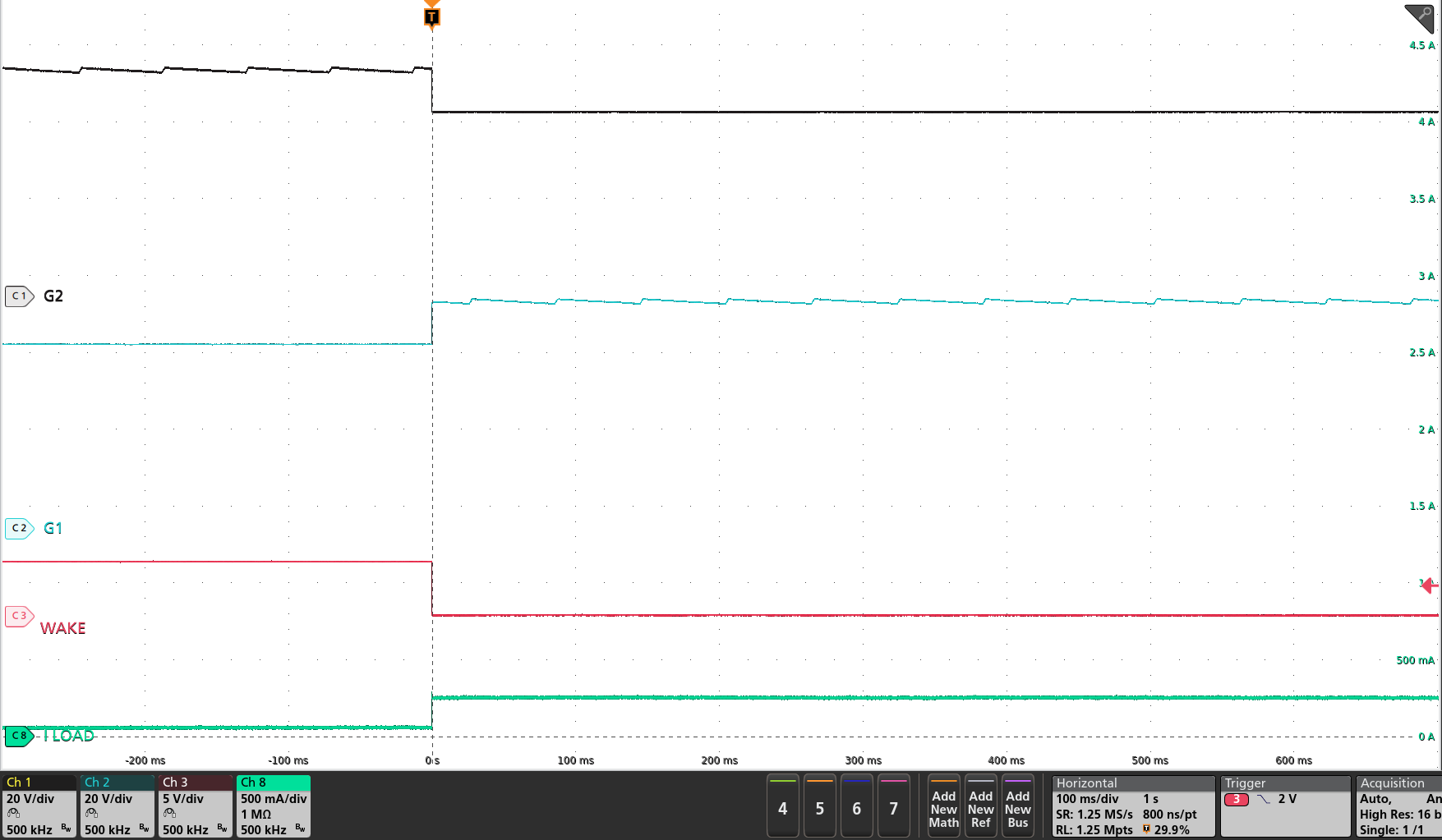 TPS4813-Q1 從 LPM 到工作模式的狀態轉換（LPM = 低電平，VIN = 48V，EN/UVLO = 高電平）