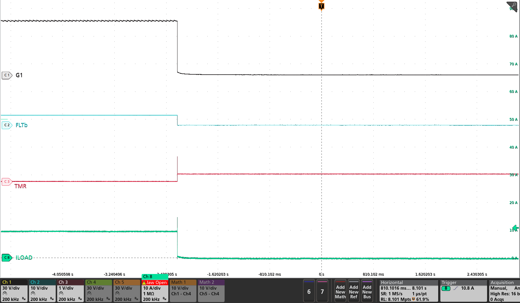 TPS4813-Q1 TPS48130-Q1 針對過流故障的閉鎖響應