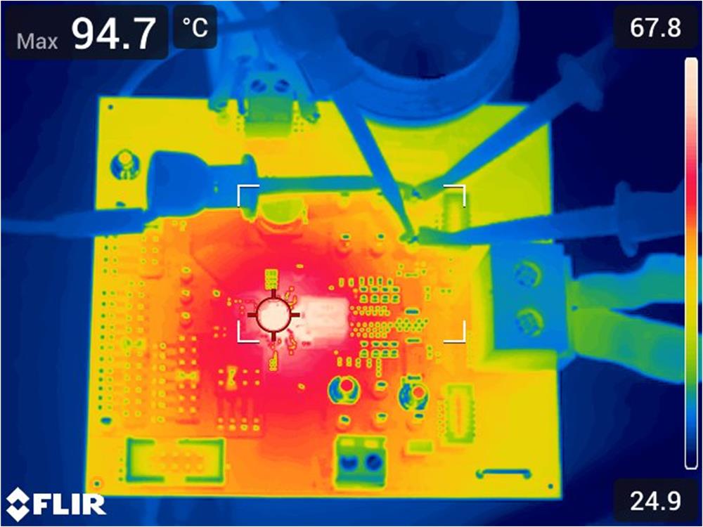 TPS546C25 熱感圖像，800kHz FCCM，35A 負(fù)載