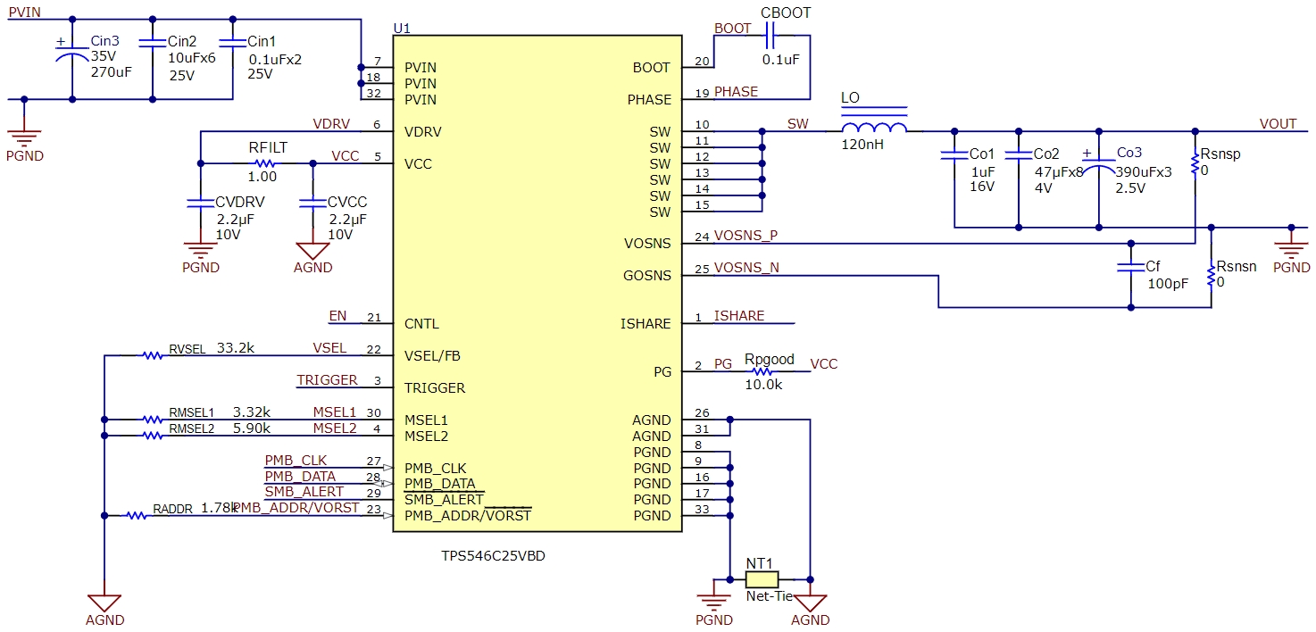 TPS546C25 1.2V、35A 輸出應(yīng)用