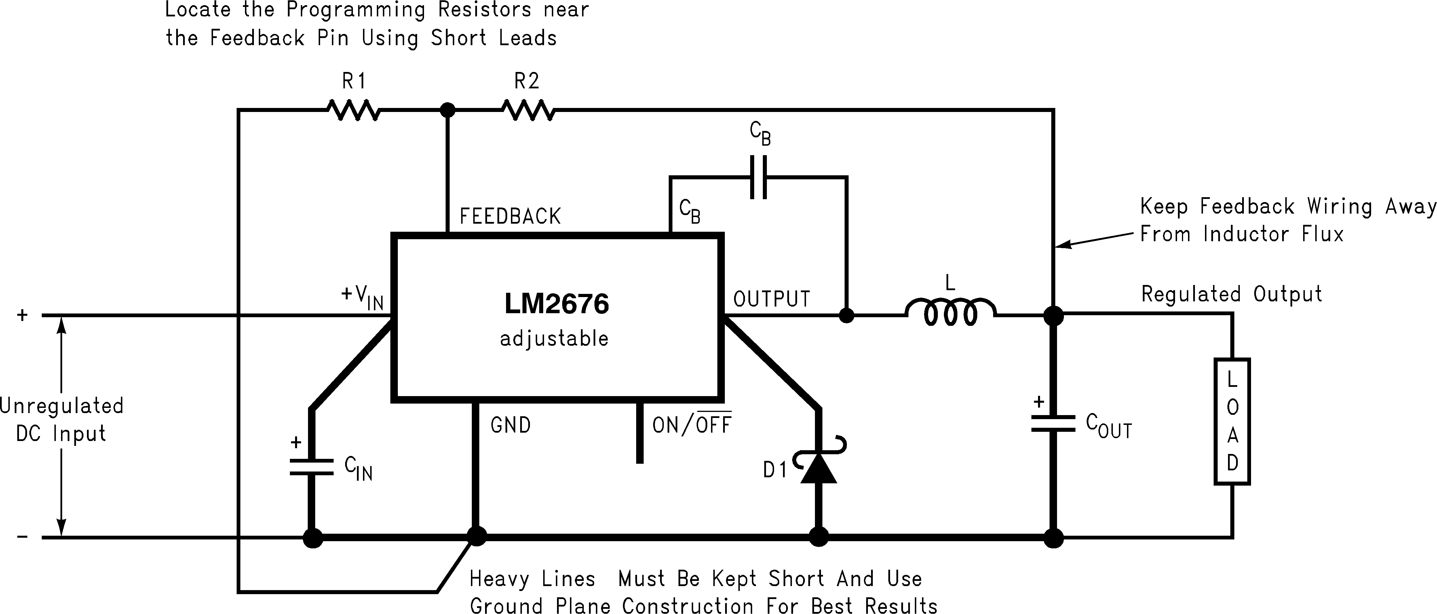 LM2676 可調(diào)輸出電壓應(yīng)用的基本電路