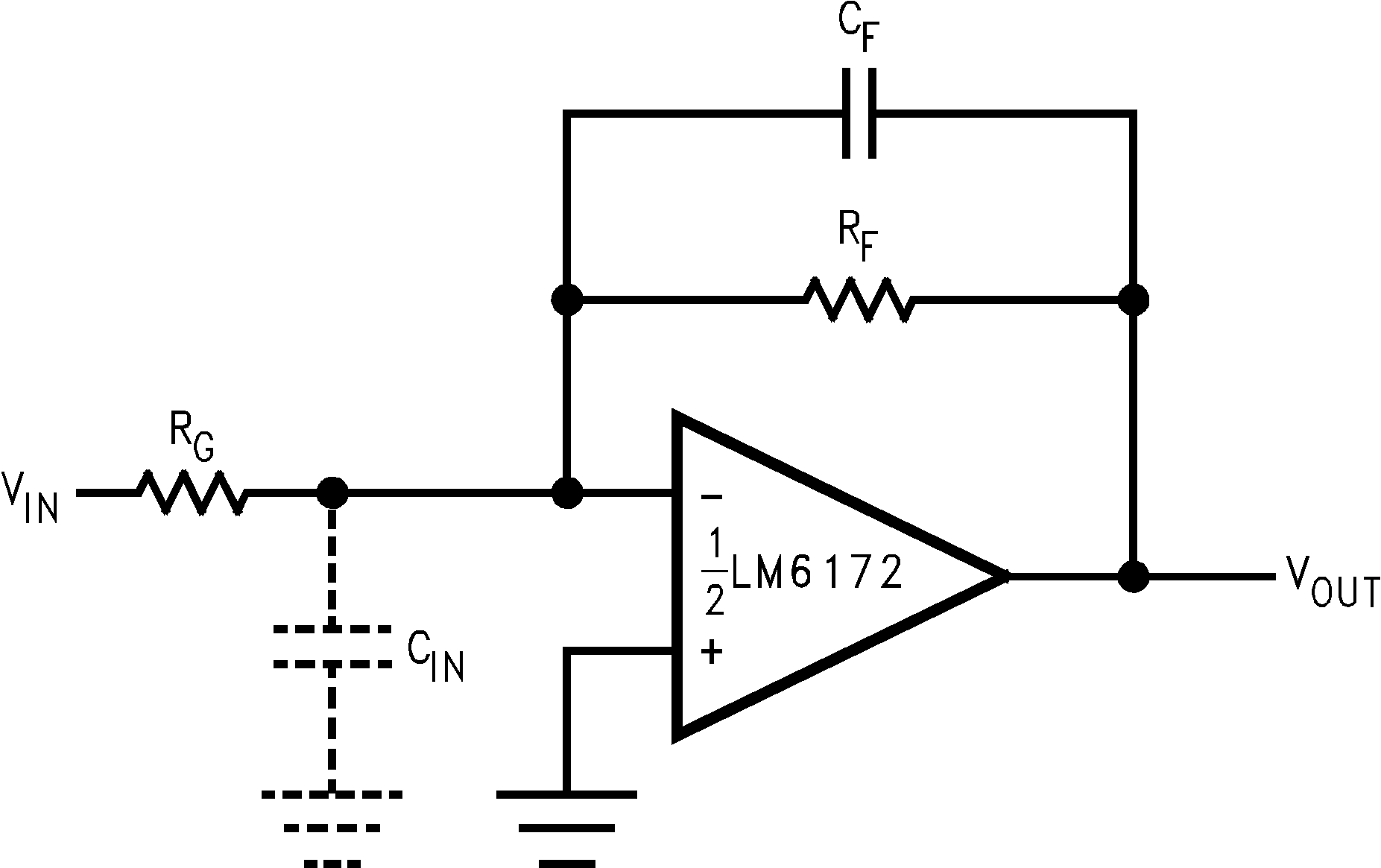LM6172 對(duì)輸入電容進(jìn)行補(bǔ)償
