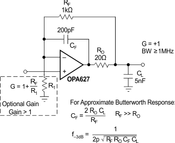 OPA627 OPA637 Driving
                    Large Capacitive Loads