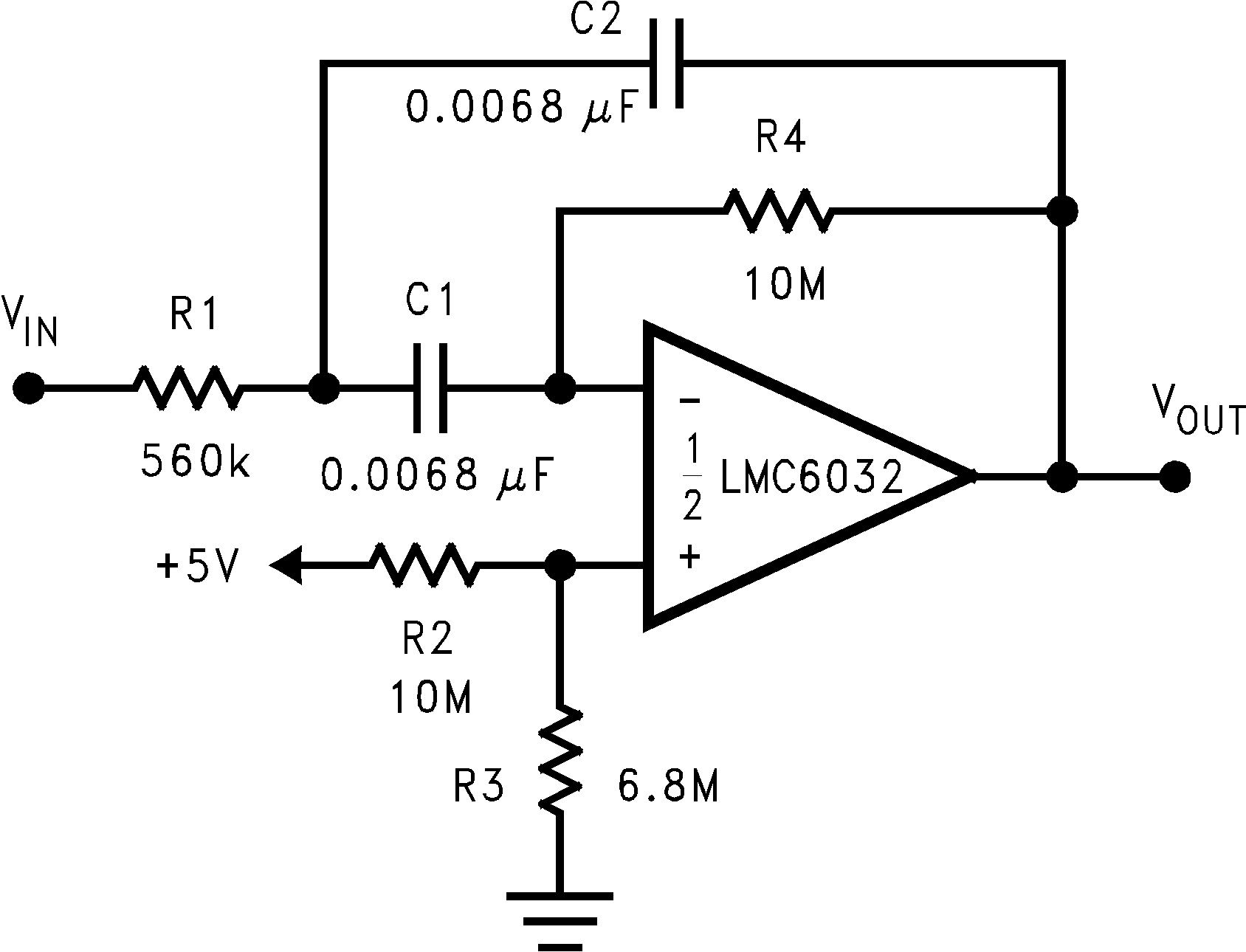 LMC6032 LMC6034 10Hz
Bandpass Filter GUID-32740307-956C-4C02-B3DC-D10B8049C6CB-low.png