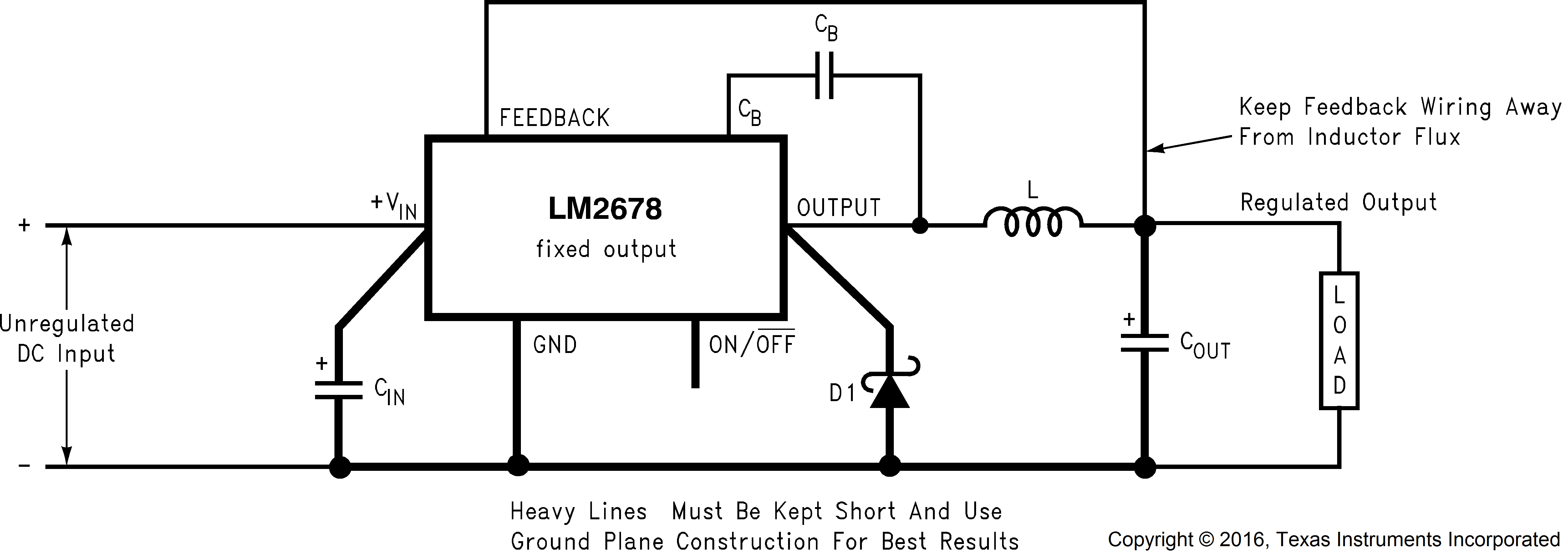LM2678 用于固定輸出電壓應用的基本電路