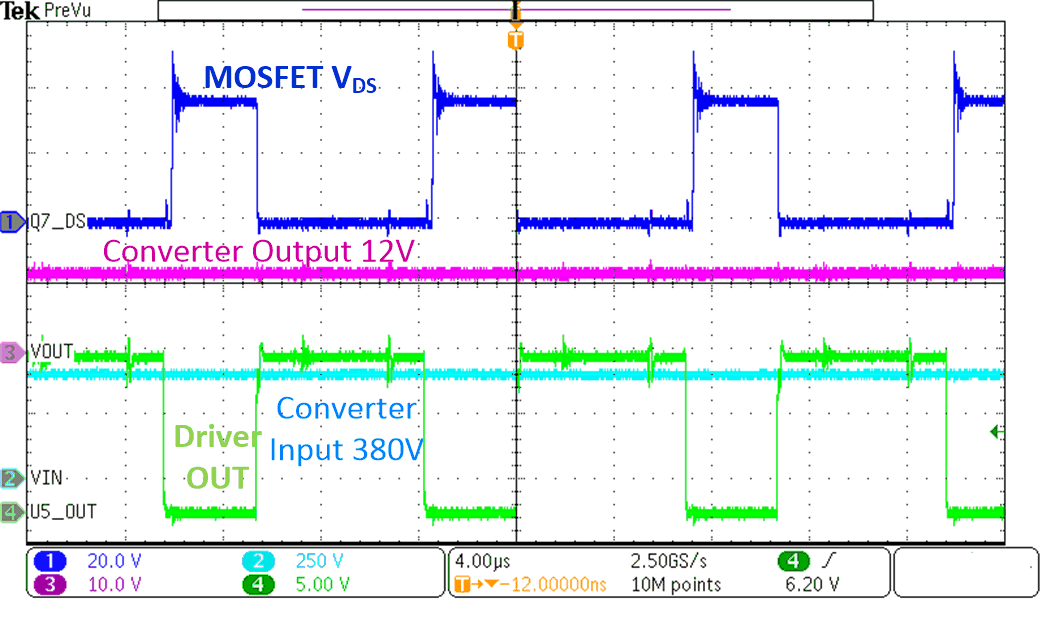 UCC27614-Q1 使用 UCC27614-Q1DSG 的轉換器的輸入和輸出電壓