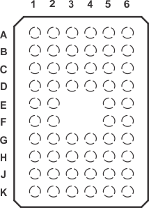 SN74AVC16T245 GQL 或 ZQL 封裝56 引腳 BGA MICROSTAR JUNIOR頂視圖