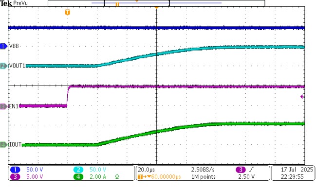 TPS482H85-Q1 通過(guò)電阻負(fù)載導(dǎo)通 TPS482H85-Q1 通過(guò)電阻負(fù)載導(dǎo)通