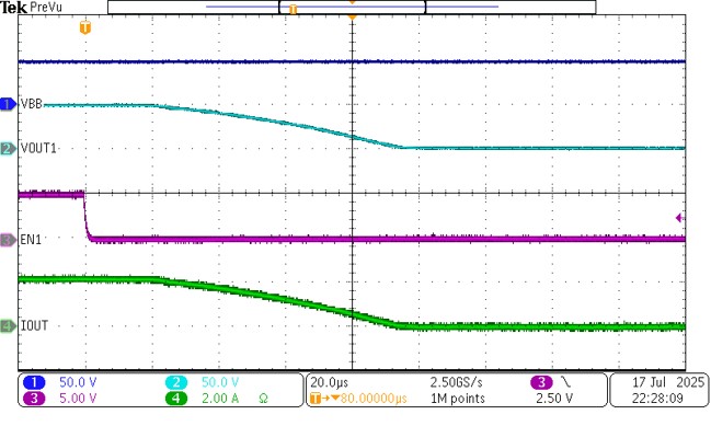 TPS482H85-Q1 通過(guò)電阻負(fù)載關(guān)斷 TPS482H85-Q1 通過(guò)電阻負(fù)載關(guān)斷