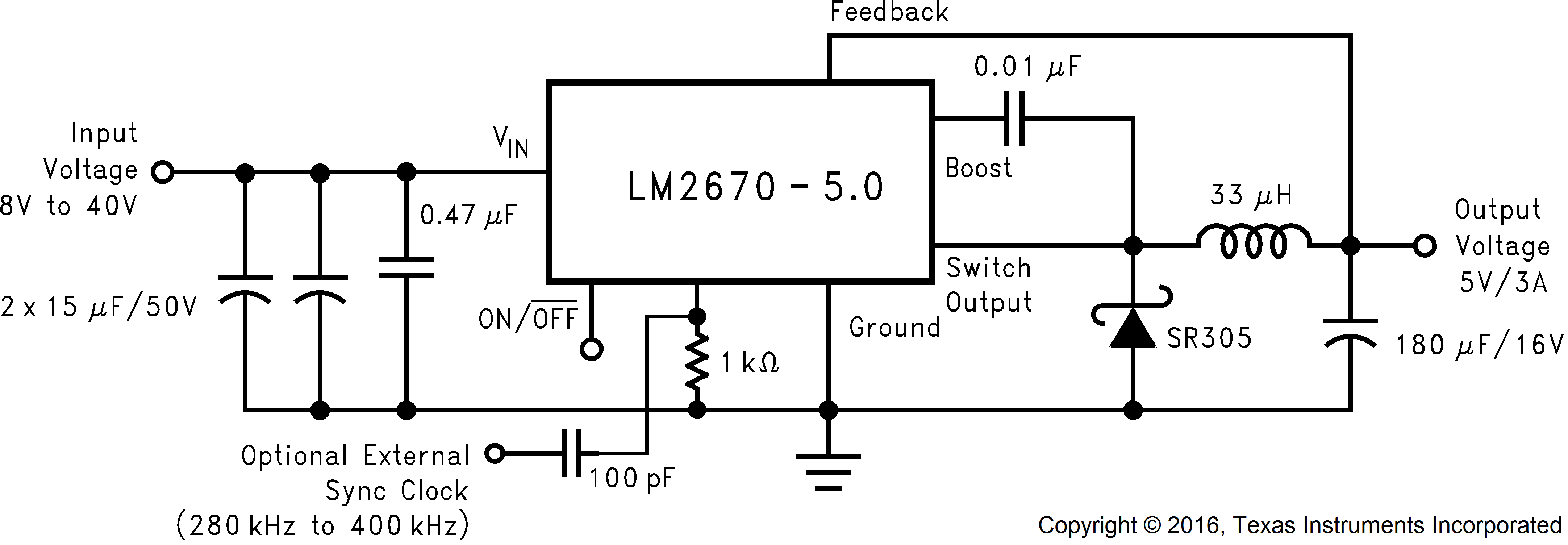 LM2670 所有輸出電壓版本的基本電路