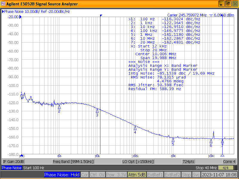 LMK5C22212AS1 APLL1 BAW 的 245.76MHz HSDS 輸出