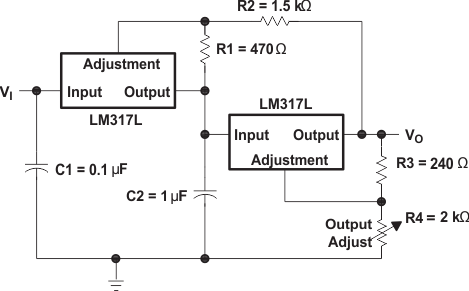 LM317L 跟蹤前置穩(wěn)壓器電路