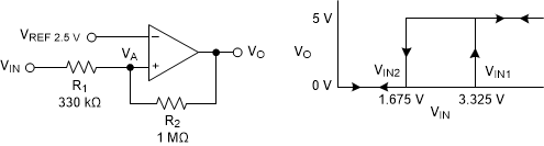 TLC3702-EP Non-Inverting
                    Configuration With Hysteresis