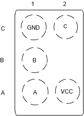 SN74LVC1G66 YZP Package5-Pin DSBGA(BottomView)