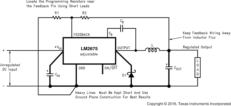 LM2675 可調(diào)節(jié)輸出電壓原理圖