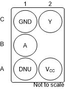SN74LVC1G14 YZP 封裝5 引腳 DSBGA底視圖 SN74LVC1G14 YZP 封裝5 引腳 DSBGA底視圖