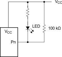 TCA9539A-Q1 與 LED 并聯的高阻值電阻器