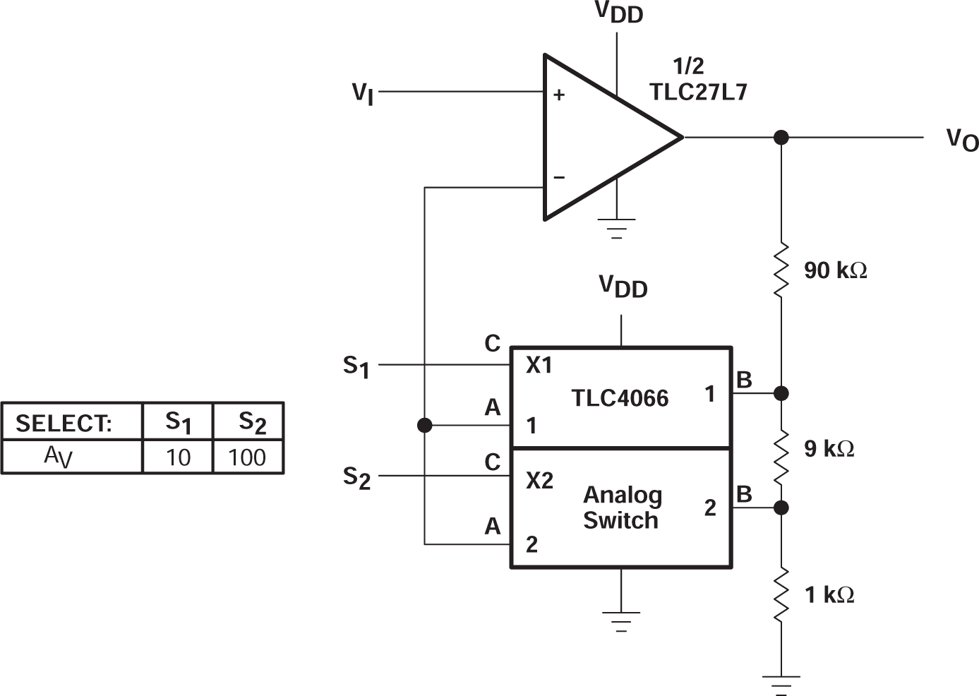 TLC27L2 TLC27L2A TLC27L2B TLC27L7 具有數(shù)字增益選擇功能的放大器，VDD = 5V 至 16V
