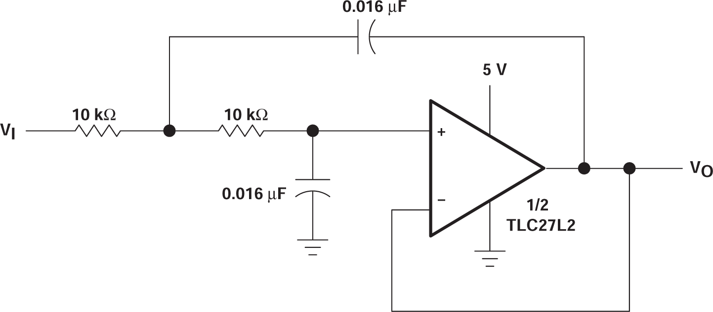 TLC27L2 TLC27L2A TLC27L2B TLC27L7 雙極低通巴特沃斯濾波器、VDD = 5V 至 16V