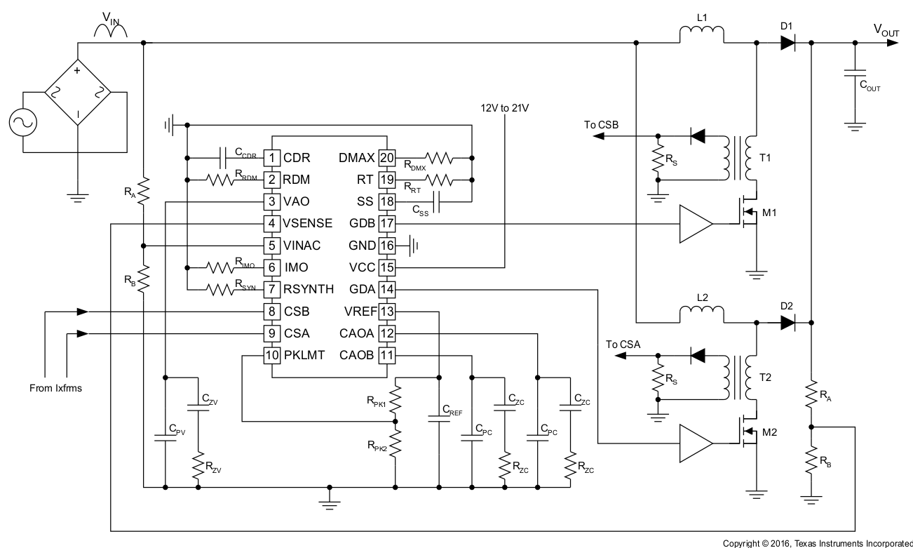 UCC28070-Q1 簡化版應用示意圖