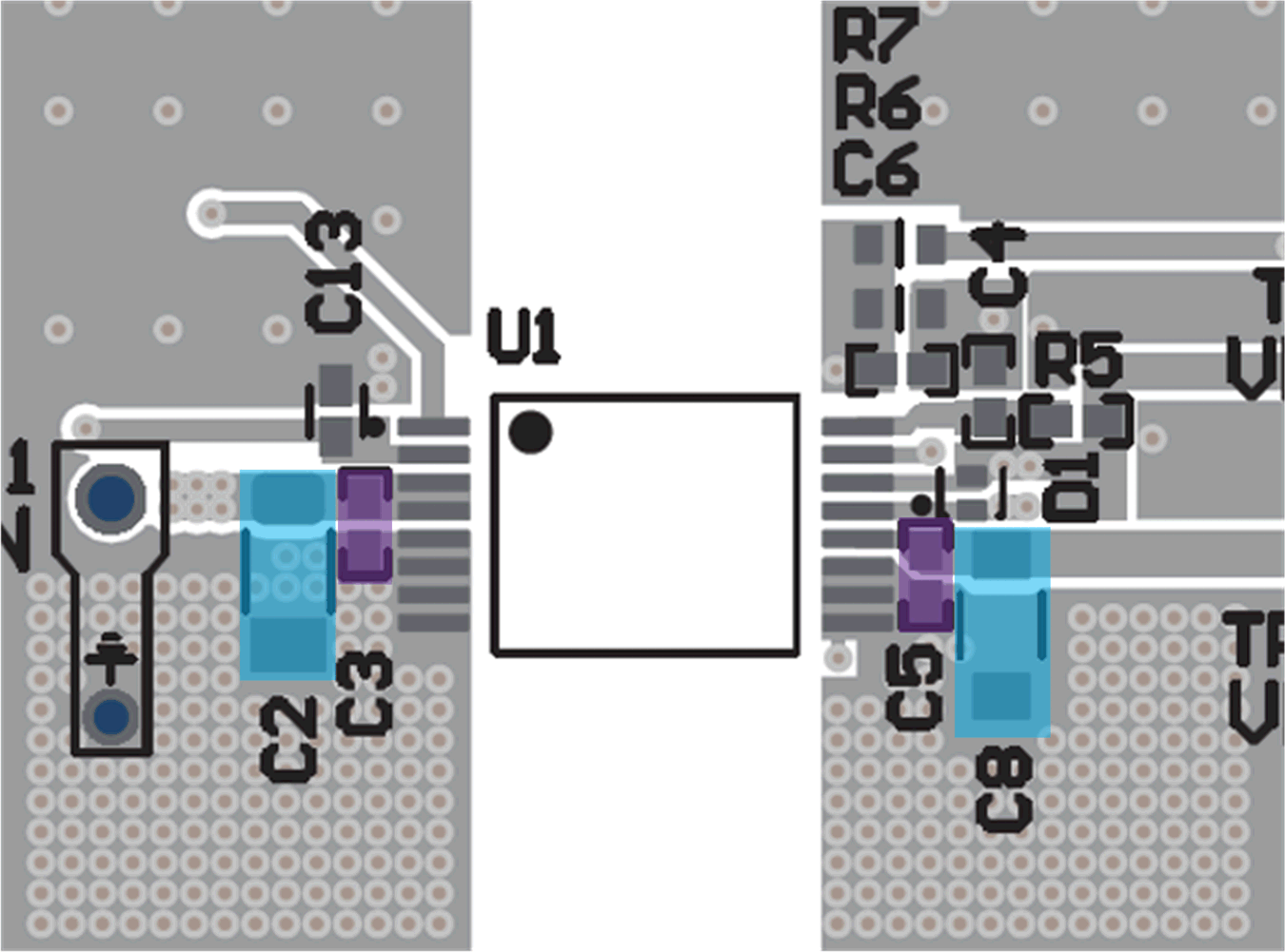 UCC35131-Q1 VIN (C2、C3) 和 VDD (C5、C8) 電容器