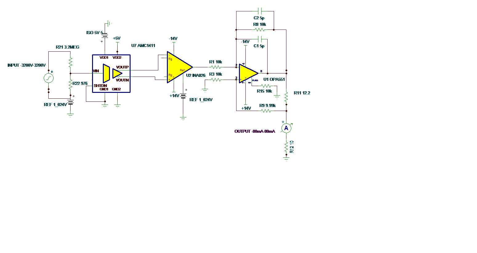  TINA電路模型與仿真結果
