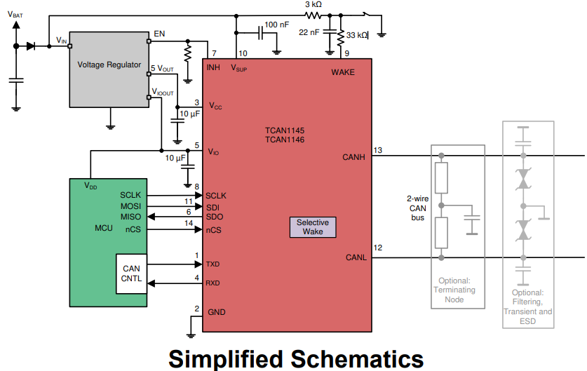  TCAN114x-Q1系統簡化原理圖