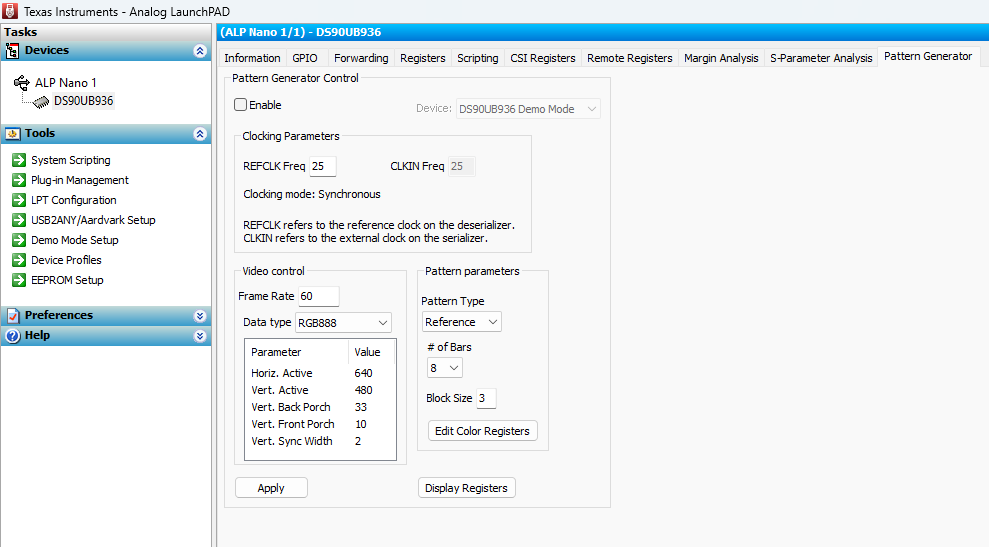 DS90UB936-Q1 DS90UB936-Q1 上位機 ALP
                            進入 pattern 模式