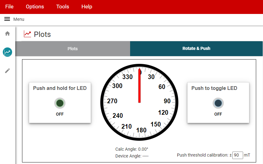 TMAG5170-Q1 旋推 GUI 頁面