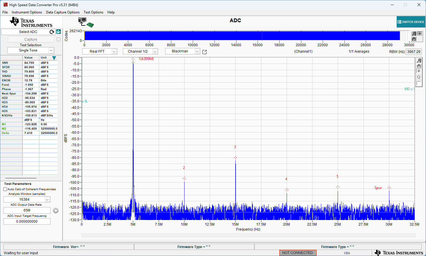 ADC3663 ADC3662 ADC3661 HSDC Pro 中的 ADC3683EVM FFT 數據采集