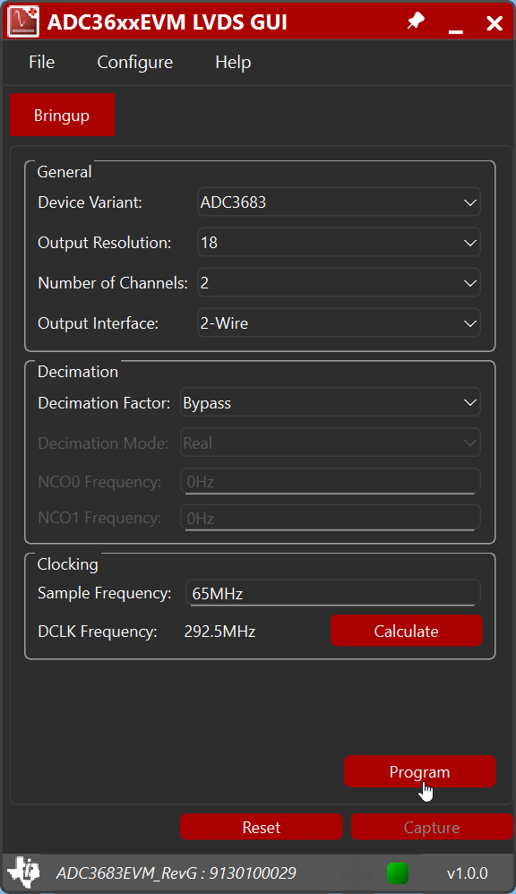 ADC3663 ADC3662 ADC3661 對 ADC3683EVM 進行編程