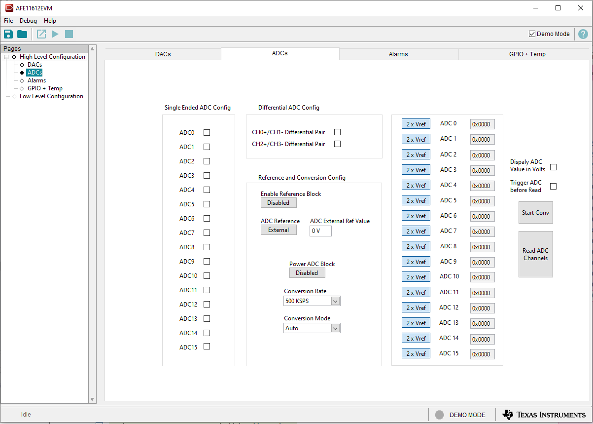 AFE11612EVM “ADCs”子頁面
