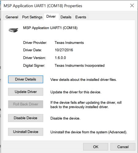 DRV8243S-Q1EVM, DRV8243H-Q1EVM, DRV8244S-Q1EVM, DRV8244H-Q1EVM, DRV8245S-Q1EVM MSP 應用程序 UART 驅動程序屬性 DRV8243S-Q1EVM, DRV8243H-Q1EVM, DRV8244S-Q1EVM, DRV8244H-Q1EVM, DRV8245S-Q1EVM MSP 應用程序 UART 驅動程序屬性